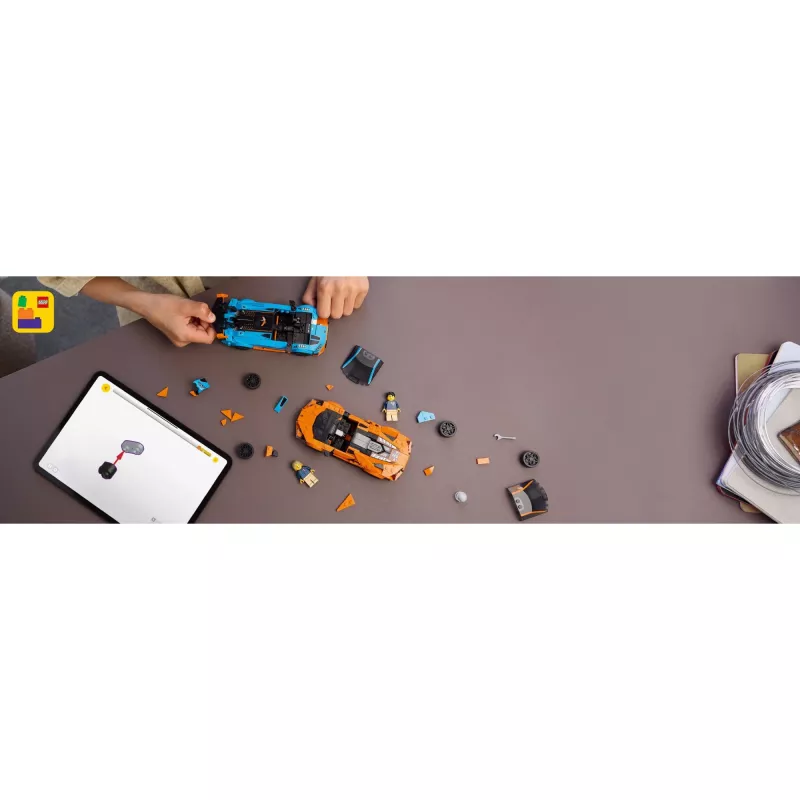 LEGO Speed Champions komplekt 77238 — Lamborghini Revuelto ja Huracán STO ehitusmänguasi, 607 osa, 2 minifiguuri, soovituslik vanus 10+