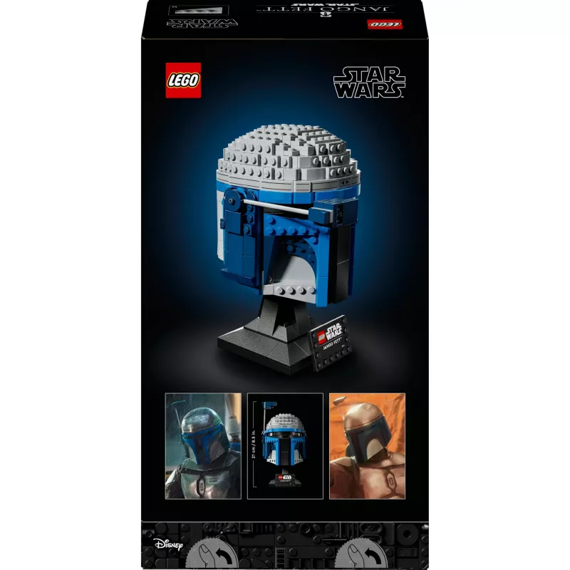 Kogutav LEGO Star Wars kiivri aksessuaar Jango Fett 75408 — 616 tükki, 210×120×110 mm väljapanekumudel
