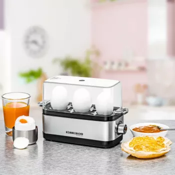 Munakeetja Rommelsbacher ER 300 — roostevabast terasest 3 muna jaoks, 300 W, läbipaistev kaas
