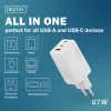 Seinalaadija DIGITUS DA-10303 67W GaN, 2× USB-C + 1× USB-A, 100–240V, valge