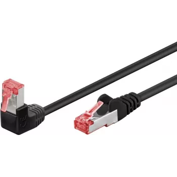 Goobay CAT 6 patch-kaabel 1x 90° nurga all, S/FTP (PiMF), must, 2 m - riivi sakk üleval, LSZH halogeenivaba, vask (51544)
