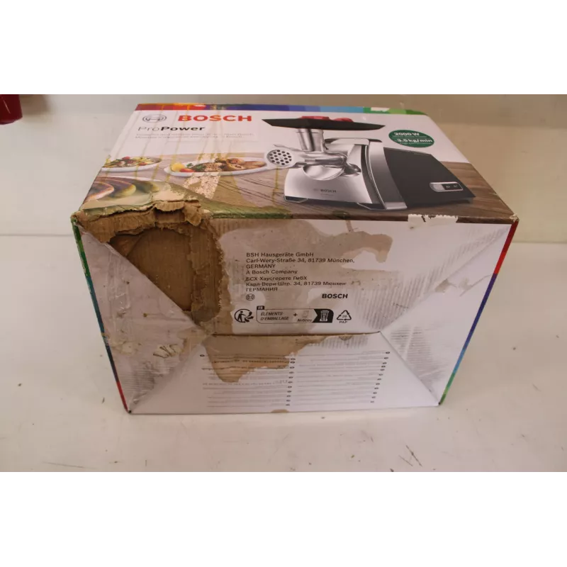 Hakklihamasin Bosch MFW67440 ProPower — 2000 W, 1 kiirus, 3,5 kg/min, must (kahjustatud pakend)