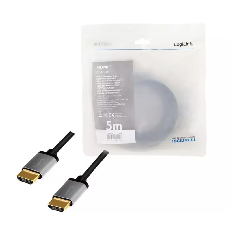 HDMI-kaabel 4k/60Hz, ALU, must, 5m