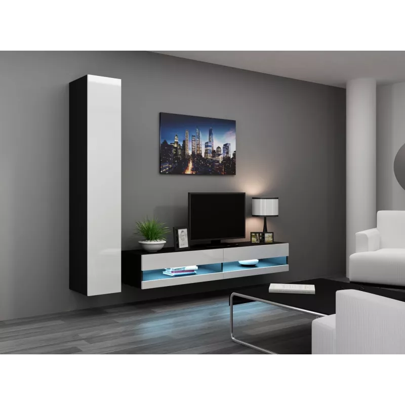 TV alus cama meble VIGO NEW 30/180/40, 1800×400×300 mm, must pealispind, puitlaastplaadist karkass