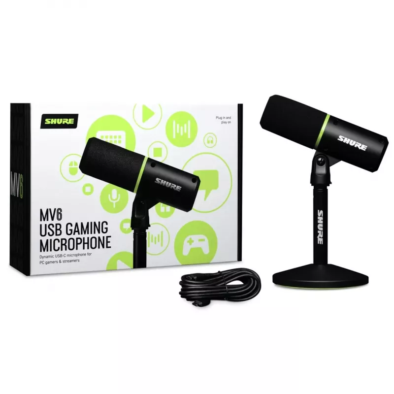 Shure MV6 - USB-C kardioidne dünaamiline mikrofon mängijatele ja striimijatele