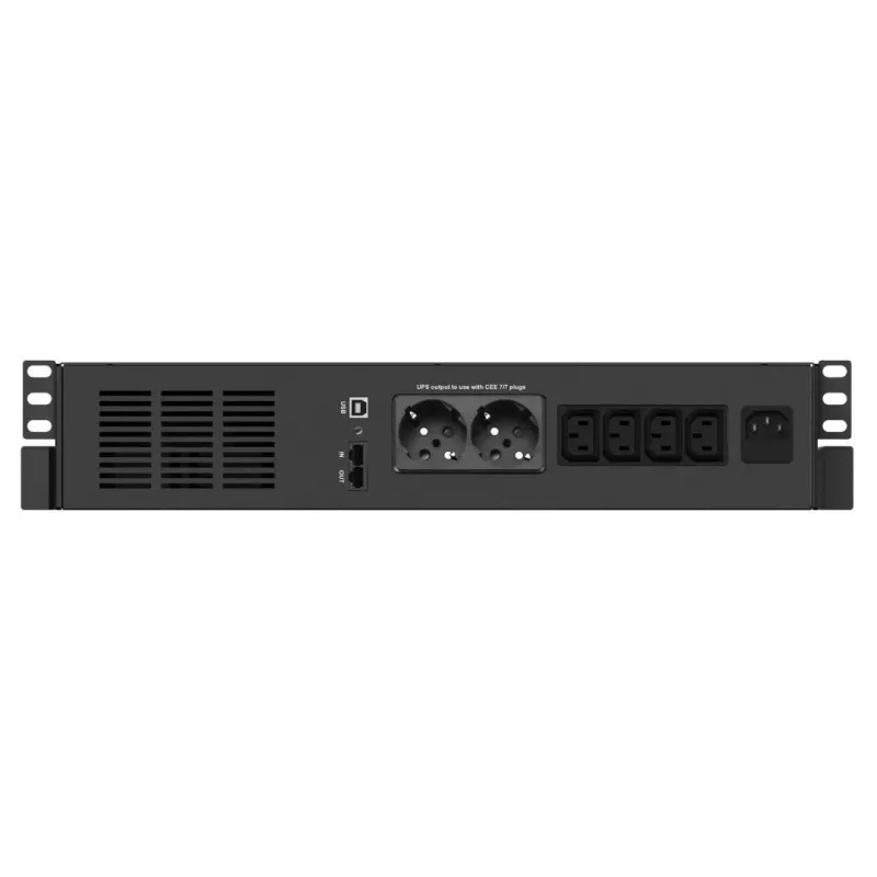 Katkematu toiteallikas Infosec X4 600 RM Plus — 0,6 kVA (360 W), 6x tüüp F pistikupesa, LCD, Rackmount