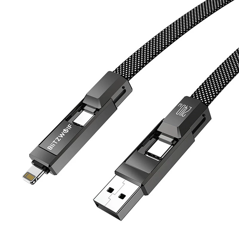 4-in-1 kaabel BlitzWolf BW-HDC7 — USB-C, Lightning, USB-A, Micro-USB 1,2 m 240 W must