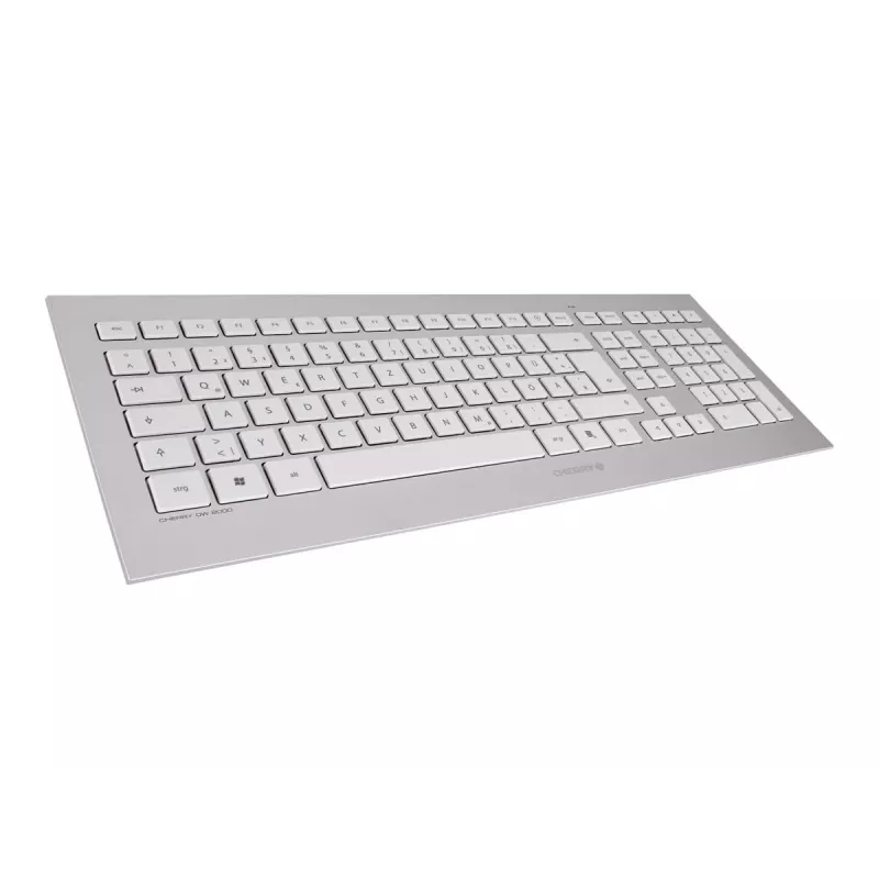 CHERRY DW 8000 klaviatuur Hiir kaasas Kontor RF juhtmevaba QWERTZ Saksa Hõbedane, Valge