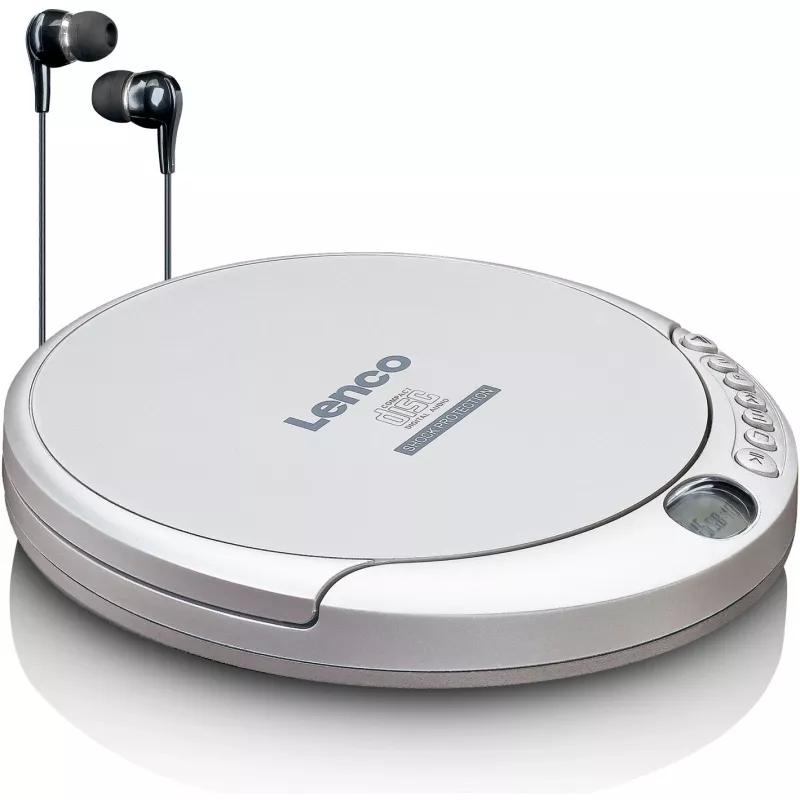 Lenco CD-201SI Kaasaskantav CD-mängija audioraamatu ja laadimisfunktsiooniga, hõbedane