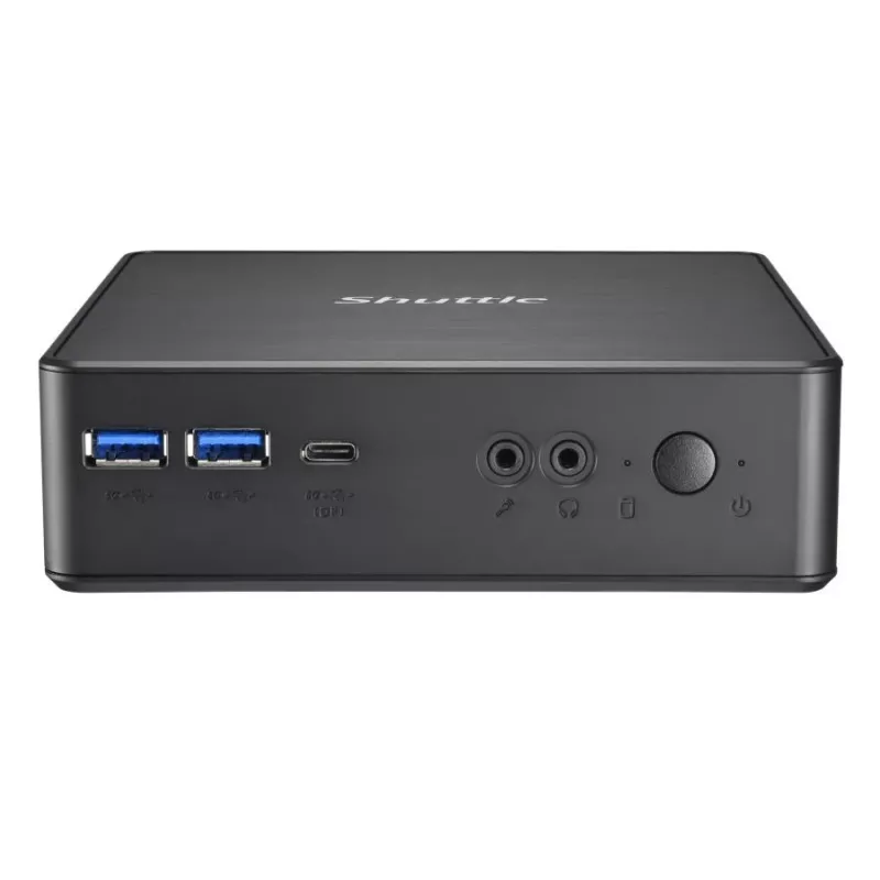 Shuttle XPC Nano PC NC40U, Intel Celeron 7305U, 1x HDMI, 1x DP, 1x USB-C/DP, 6x USB3.2, 1x 2,5-tolline pesa, 2x M.2, 1x LAN, RAID, 24/7 pidev töö, koos VESA ja alusega