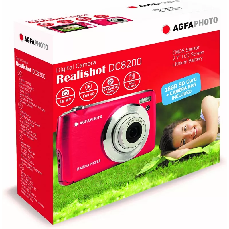 AgfaPhoto Compact Realishot DC8200 1/3.2 Kompaktkaamera 18 MP CMOS 4896 x 3672 pikslit Punane (DC8200RD)