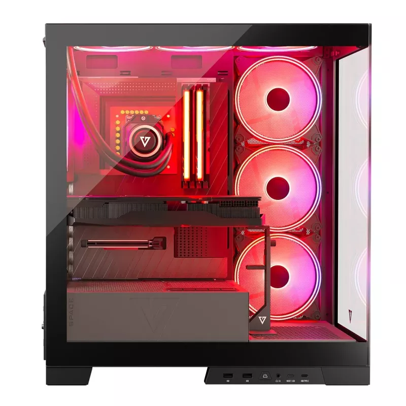 PC-korpus MODECOM Volcano SPACE APEX ARGB Midi Tower, karastatud klaas, USB-C, toetab ATX/microATX/Mini-ITX, GPU kuni 430 mm, CPU jahuti kuni 180 mm