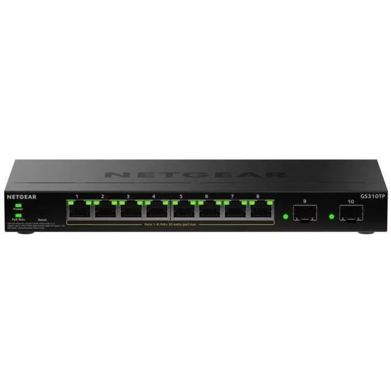 NETGEAR GS310TPv2 hallatav L2/L3 Gigabit Ethernet (10/100/1000) PoE-toega lauaarvuti must