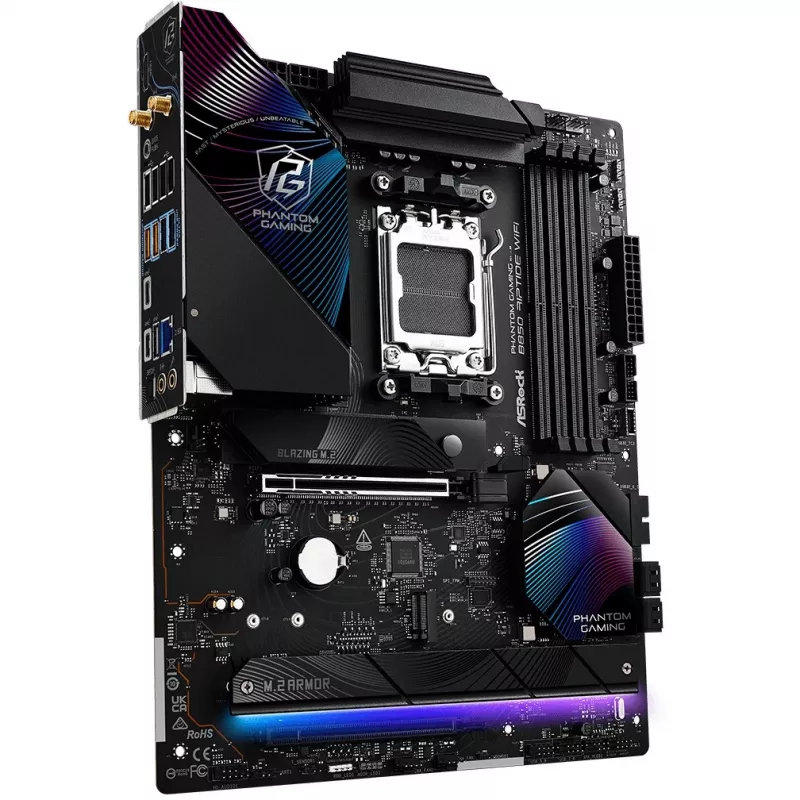 Emaplaat ASRock Phantom Gaming B850 Riptide WiFi — AMD B850, Socket AM5, ATX, DDR5, 4x M.2, Wi‑Fi 7, 2.5Gb LAN