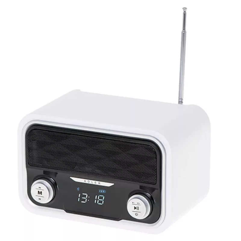 Kaasaskantav raadio Adler AD 1185 — FM, Bluetooth 4.0, MP3, SD-kaart, AUX, 1800 mAh aku, LCD-ekraan, micro-USB laadimine