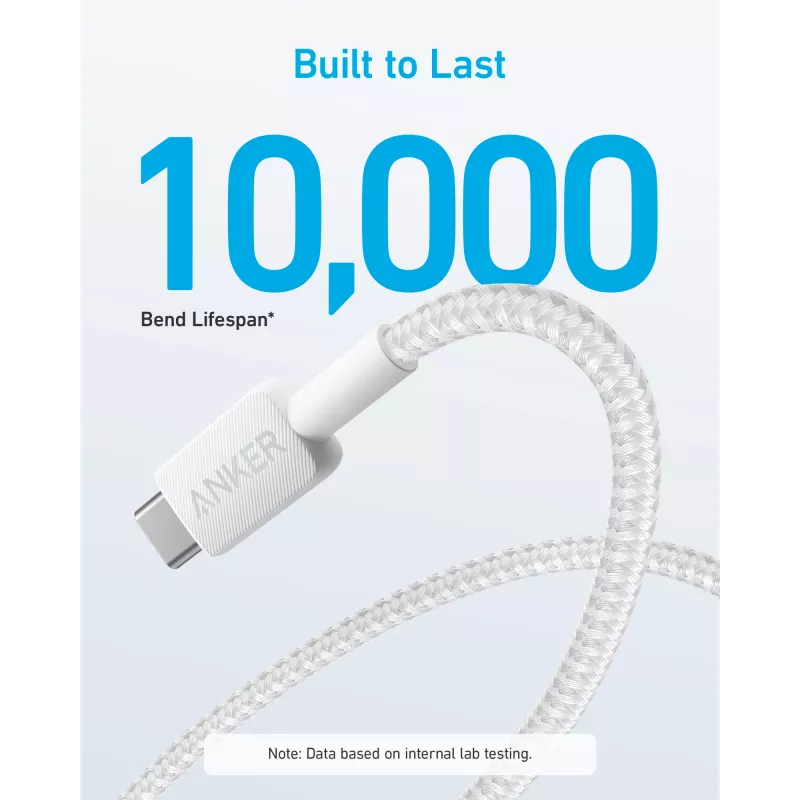 USB A – USB C kaabel Anker A81H5G21 — 0,9 m, valge