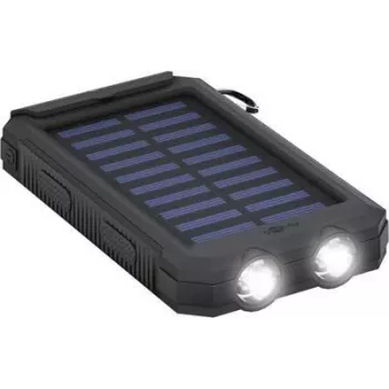 Wentronic goobay Outdoor PowerBank 8,0 - Päikeseenergia akupank - Li-Pol - 8000 mAh - 29,6 Wh - 2 A - 2 väljundporti (2 x USB) - kaabel: Micro-USB - Must (49216)