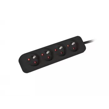 Lanberg PS0-04E-0100-IEC-BK toite pikendusjuhe 1m 4 vahelduvvoolupesa siseruumidesse Must