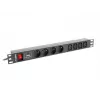 Toitejaotusseade LANBERG PDU-04E04I-0200-BK — 4× C13 pistikupesa, 16 A, 220–250 V, 2 m kaabel, 1U horisontaalne, must