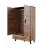 Cama meble LOTTA 2D2D riidekapp, 2 uksega, Wotan tamme raam, matt mustad esiküljed, 1100×550×1900 mm