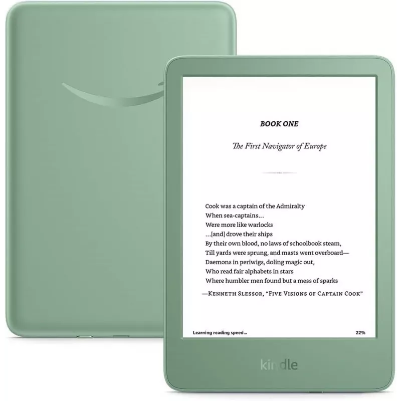 E-raamatute lugeja Amazon Kindle 11. põlvkond 6 tolli 16 GB Wi‑Fi Matcha, USB-C, taaskasutatud plast