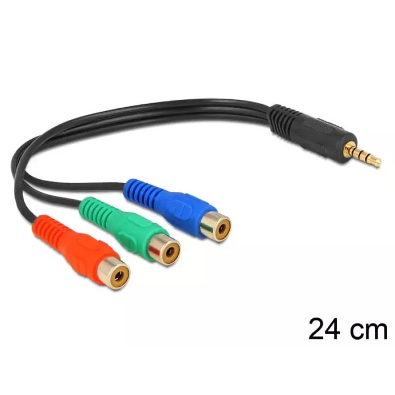 Helikaabel DeLOCK 62499 0.24m 3.5mm kuni 3 x RCA Must