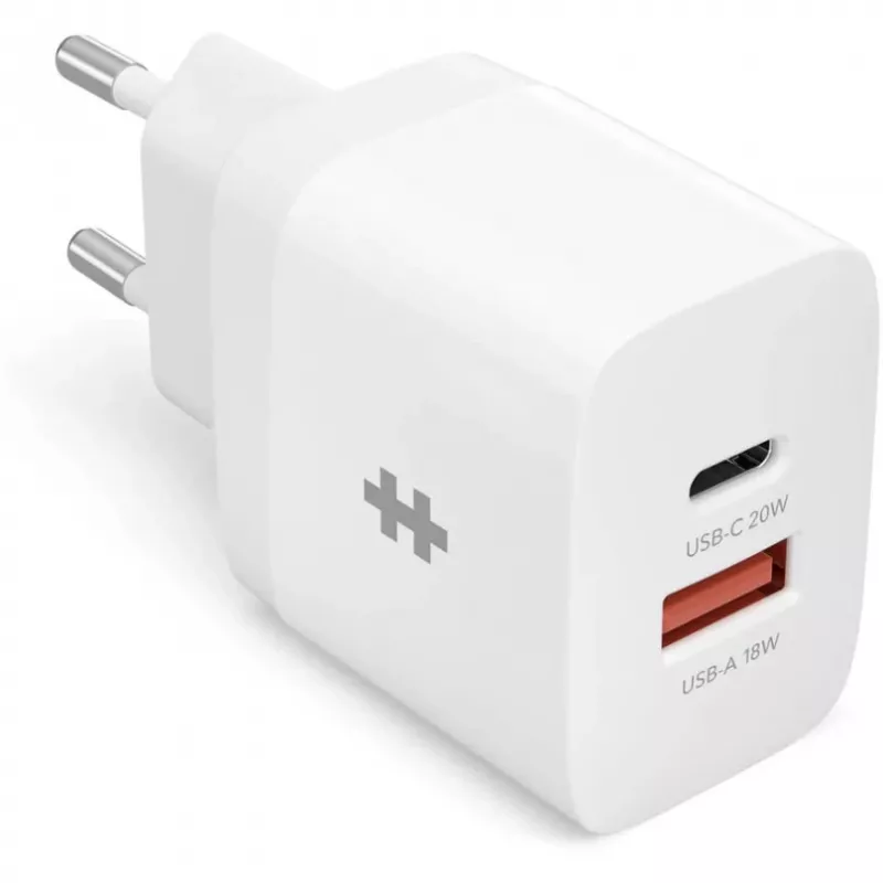 HYPER HJ205EU mobiilseadme laadija, nutitelefon, tahvelarvuti, valge, vahelduvvool, kiirlaadimine, siseruumides