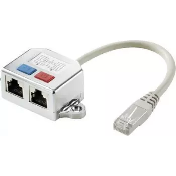 Renkforce RJ45 võrgu T-adapter CAT 6 [2x RJ45-pesa - 1x RJ45-pistik] 15,00 cm metall (RF-4538138)