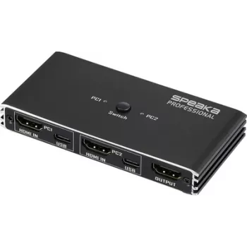 SpeaKa Professional HDMI 2.0 õhuke KVM 2X1 USB2.0+IR, must HDMI-lüliti HDMI 3840 x 2160 pikslit (SP-13724436)