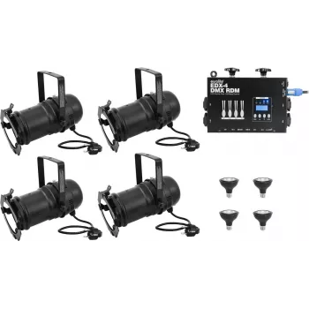 LED-dimmeri pakett EUROLITE 20000696 dim2warm EDX-4 DMX RDM PAR-30 prožektorite juhtimiseks