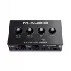 M-Audio M-Track Duo heliliides — USB 2 sisse/2 välja, 16-bit/48 kHz, 1x XLR/TS kombosisend, 1x instrumendisisend, fantoom 48V