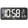Suur digitaalne seinakell, vabaltseisev, temperatuurianduriga 37x17cm LCD-ekraan, toiteadapter ja patareitoide