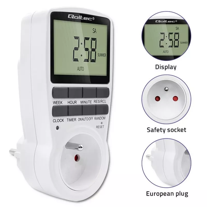 Elektrooniline taimer QOLTEC PC0628 LCD-ekraaniga, 24-tunnine tagasiloendus