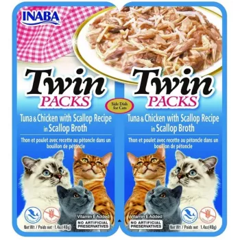 INABA Twin Tuna kana ja kammkarpidega puljongis – kassimaius 2×40 g