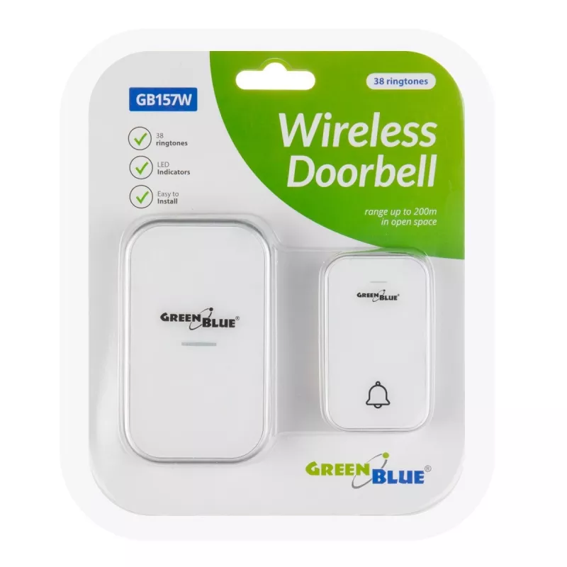 Juhtmevaba kineetiline uksekell 38 meloodiaga GB157W