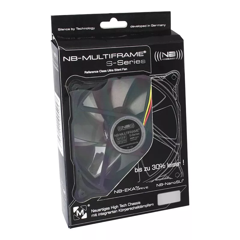 NoiseBlocker Multiframe M12-P 120 mm arvutikorpuse ventilaator, 2000 RPM, 133 m³/h, 4,5 V, must