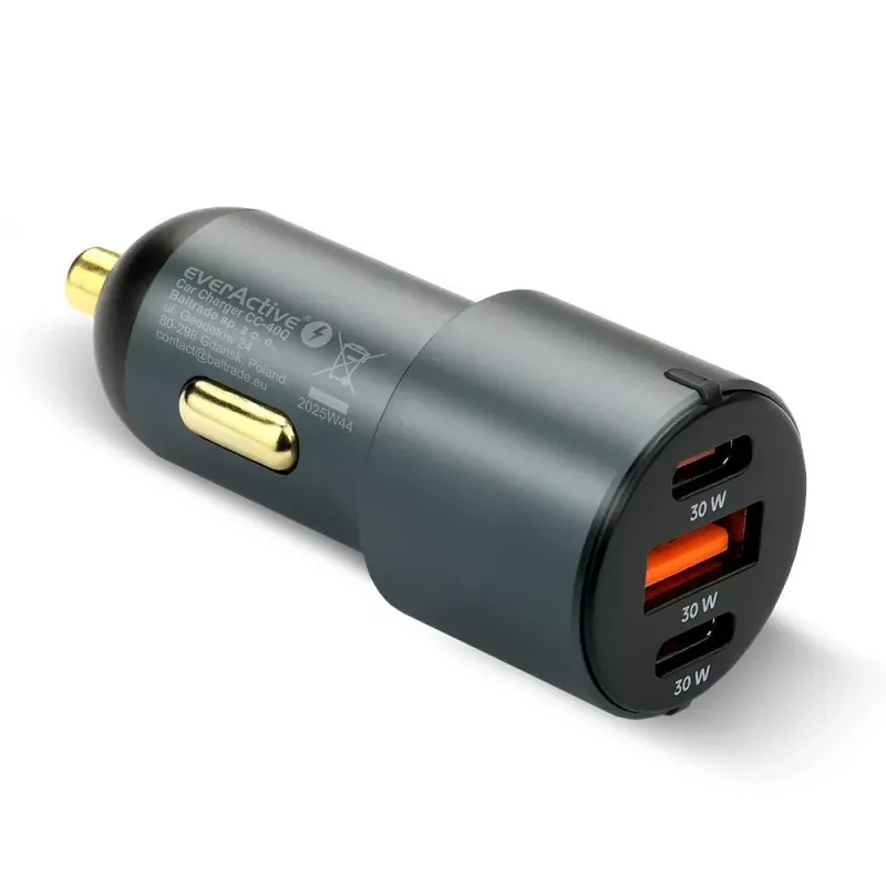 Auto laadija everActive CC-40Q QC3.0 60W, USB autolaadija mobiilseadmete laadimiseks