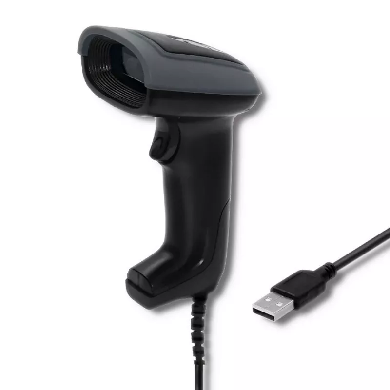 Käeshoitav vöötkoodilugeja QOLTEC 50863 — 1D/2D skanner, USB-juhtmega, LED-andur, must, 5V, 1,8 m kaabel