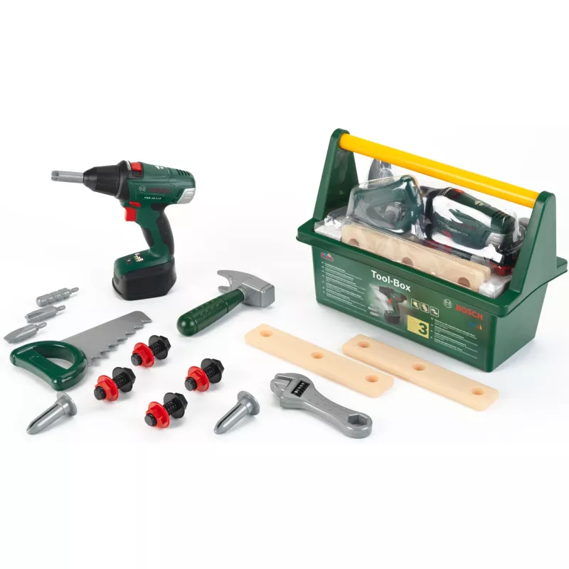 Theo Klein 8520 Bosch Tool Box I koos paljude tööriistadega I Sisaldab patareitoitega juhtmeta kruvikeerajat
