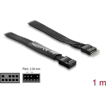 Paralleelkaabel DELOCK 86059, 1 m, 9 kontaktiga (DB9) 9 kontaktiga (DB9), must