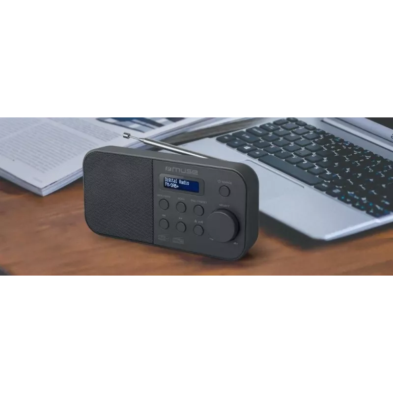 Muse M-109DB kaasaskantav raadio, DAB+/FM PLL, LCD-ekraan, äratuskell, patareid/võrk, must
