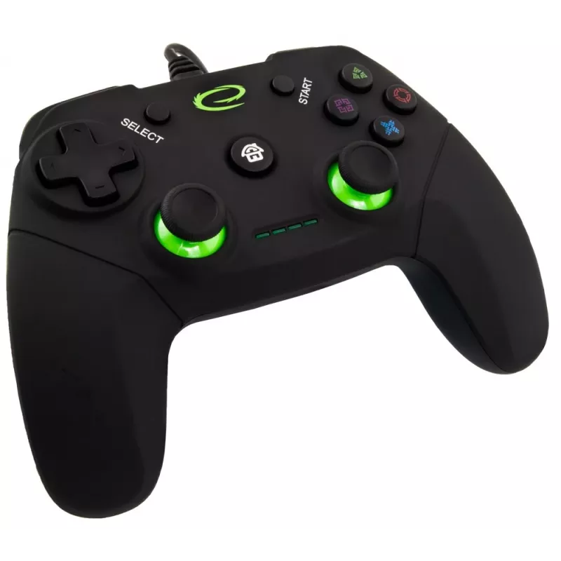 Gamepad ESPERANZA EGG110K juhtmega USB vibratsiooniga, 12 nuppu, 1,5 m kaabel — PC-le ja PS3-le