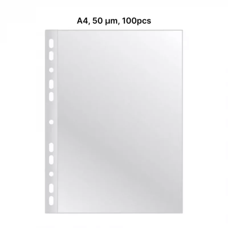 AD Class PUNCHED POCKET Cristal Clear A4 50 mikr., pakk 100 tk