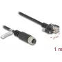 Võrgukaabel DeLOCK M12 A-kodeeringuga 8-kontaktiline emane RJ45-pistikule Cat5e 1 m must
