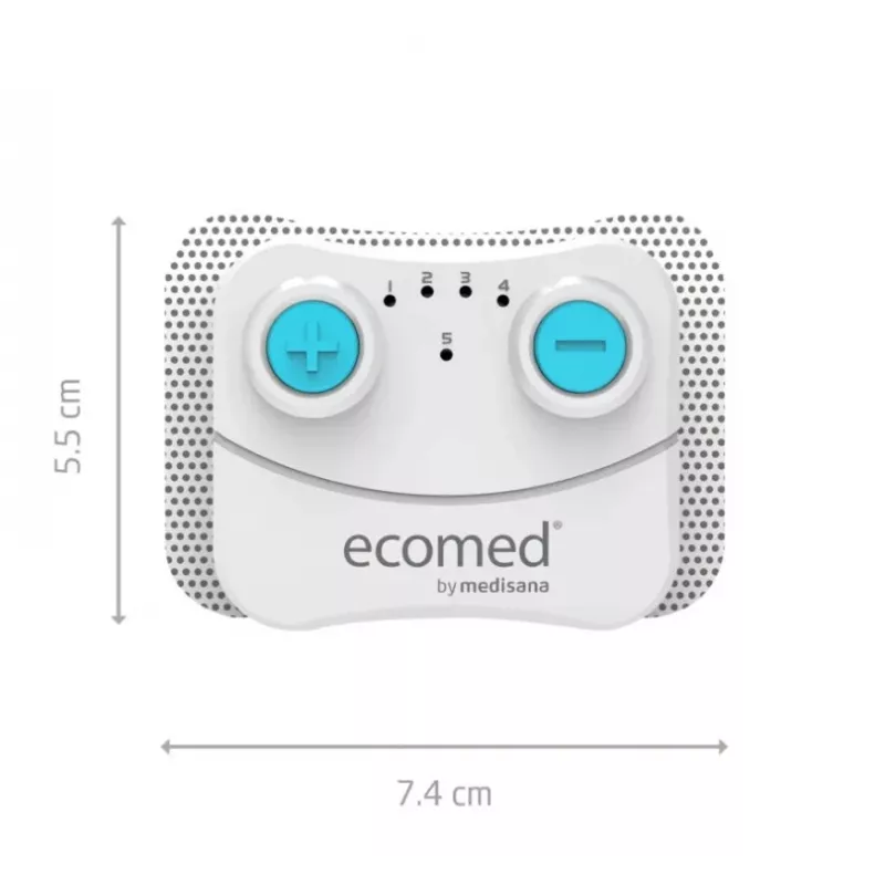 Elektrostimulaator Medisana TT-10E TENS juhtmevaba laetav seade — 5 programmi, 10 intensiivsustaset, 2 elektroodi (74×55 mm)