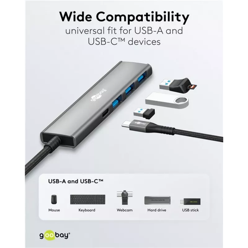 Goobay Slim 4-Port USB-Hub USB-C/USB-A 5 Gbit/s - Plug> 1x (76562)