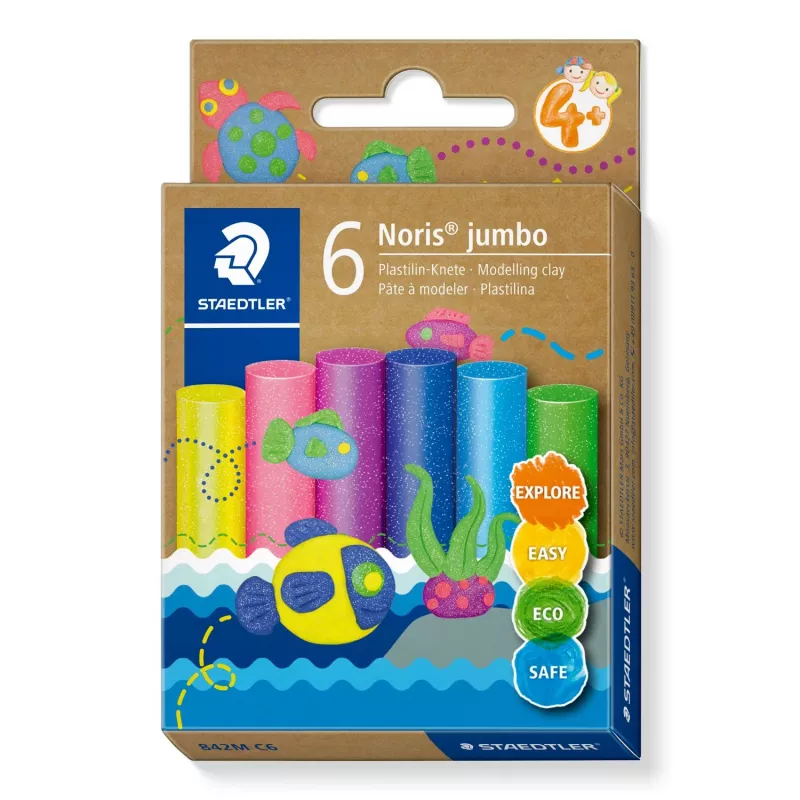 Modelleerimissavi Staedtler Noris Jumbo Glitter – mittetoksiline, lihtne vormida, MPN 842M C6