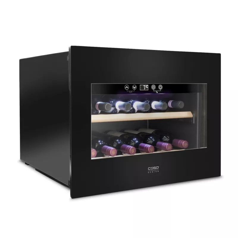 Sisseehitatav veinikapp Caso WineDeluxe E 18 — 18 pudelit, kõrgus 46 cm, must, energiaklass G