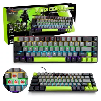 Mehaaniline klaviatuur MEDIA-TECH MT1260 Red Core MX60, 60% vormitegur, CHERRY MX Red lülitid, RGB taustvalgustus, USB, roheline