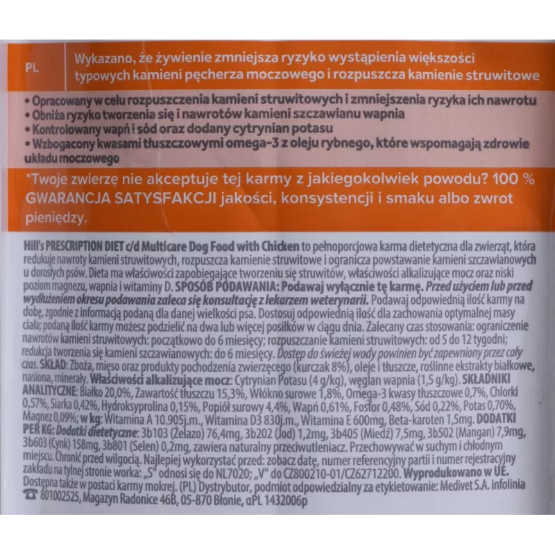 HILL'S PRESCRIPTION DIET Canine Urinary Care c/d Multicare Kuiv koeratoit Kana 1,5 kg